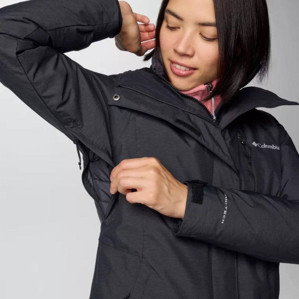 Columbia Whirlibird Omni-Heat Waterproof Hooded Jacket Black Plaid Shell Small - Picture 3 of 7